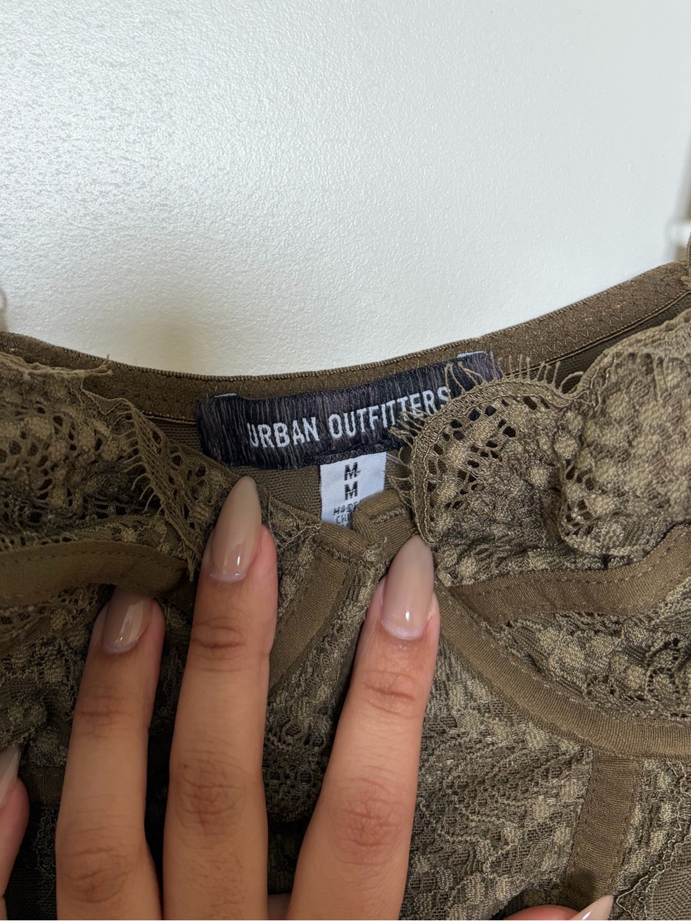 Urban Outfitters Olive Lace-Trim Slip Dress - Picture 4 of 8